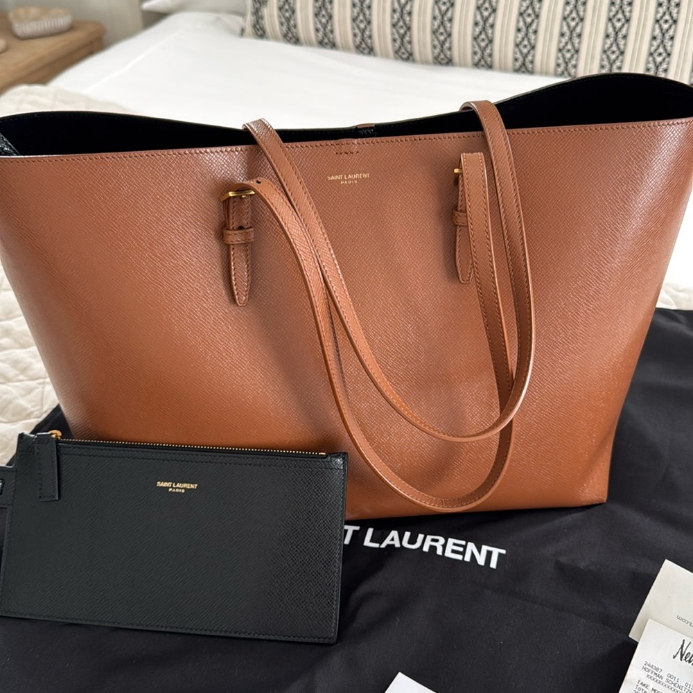 Saint Laurent Boucle Rind-Embossed Shopping Tote